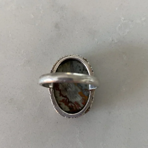 Sterling Silver and Jasper stone ring. Size 7 - Picture 3 of 6